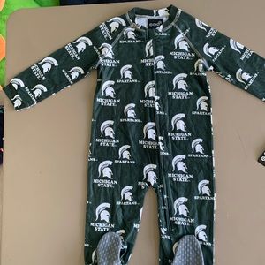 Michigan State 24 month zip up footed pjs